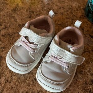 Stride Rite Cream and Pink Baby Walkers